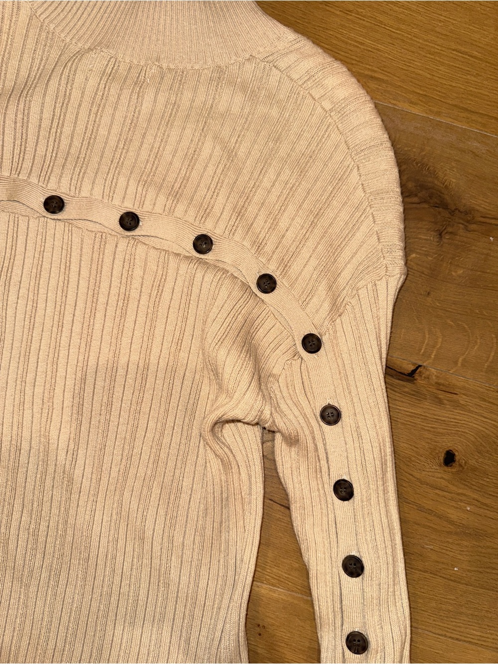NAADAM Cream Ribbed Long Button-Trim Maxi Dress - Picture 2 of 4